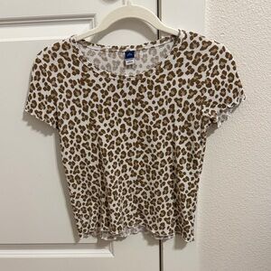 Old Navy Brown and White Leopard Print Kids Top